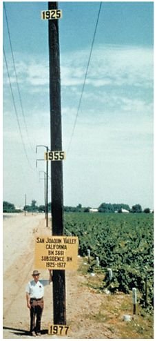 Approximate location of maximum subsidence in the U.S., identified by research efforts of Dr. Joseph F. Poland (pictured). 